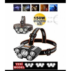 150w 5 led başlıklı kafa feneri 